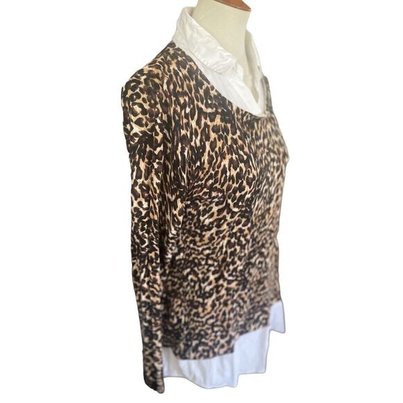 Faded Glory Animal Print Full Collar Lightweight Long Sleeve Blouse Size Large-E - Picture 3 of 8